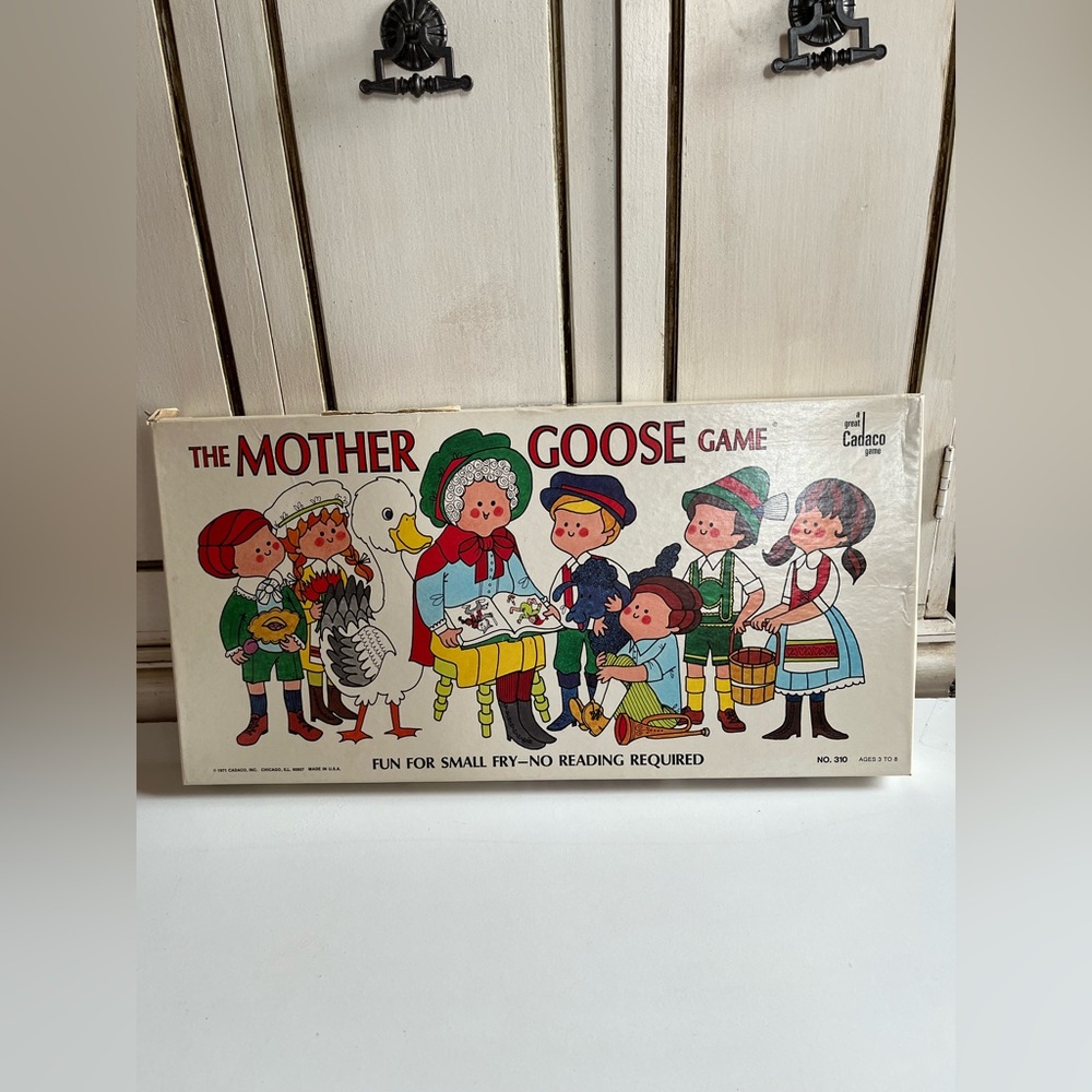 Vintage 1971 The Mother Goose Game Board Game Cadaco Storybook Game Nursery Art